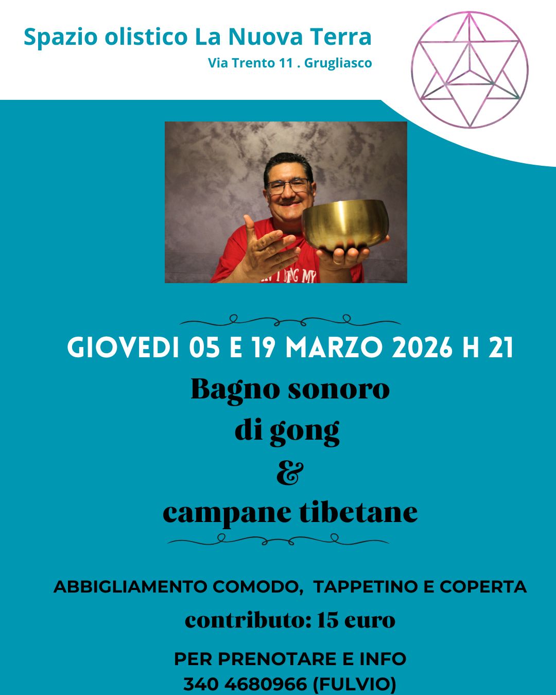 Bagno sonoro di  Gong e Campane Tibetane